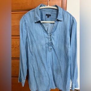 Talbots light denim popover shirt . Size large .